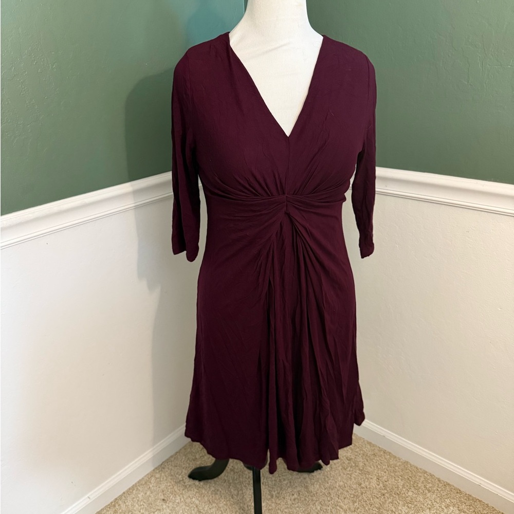 Seraphine Maternity Knot-Front Jersey Dress in Plum (Size US 10 / UK 14)